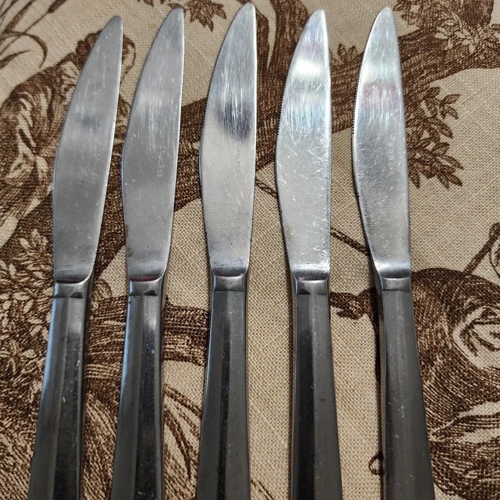 CI Flatware Stainless Steel‎ ROSE Knives Set Of 5